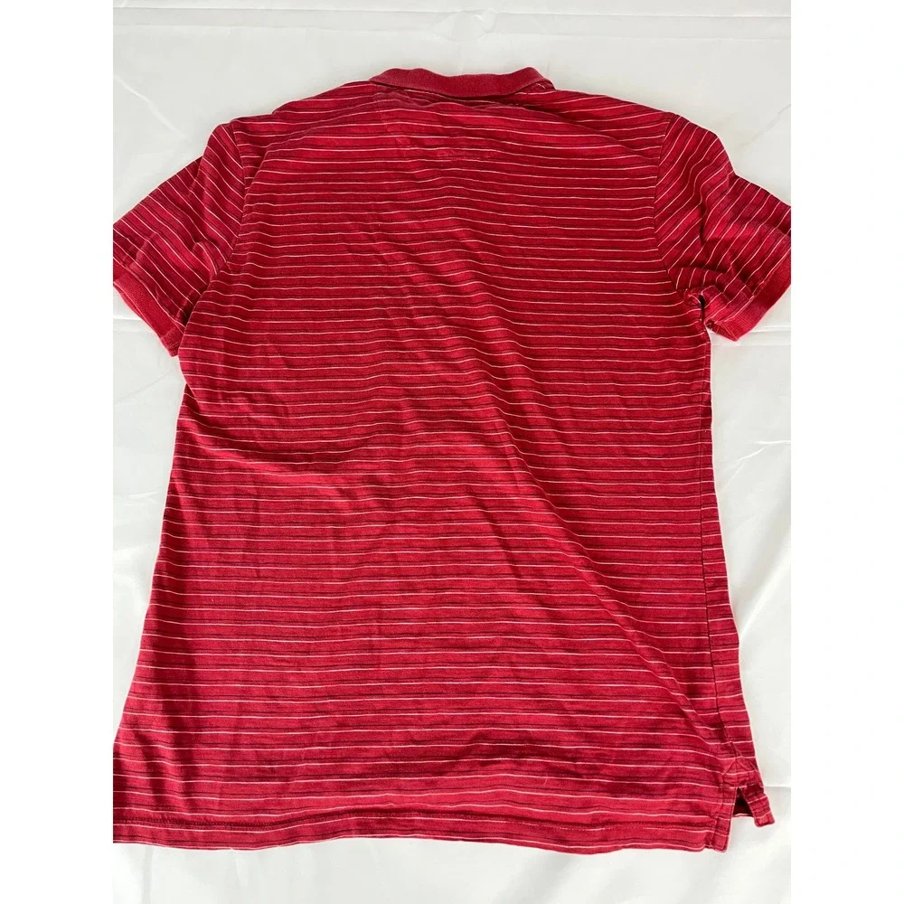 Banana Republic Men's Polo Shirt Small Red‎ Striped Cotton Casual Golf